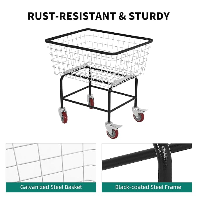 Large Rolling Laundry Cart - Image 6