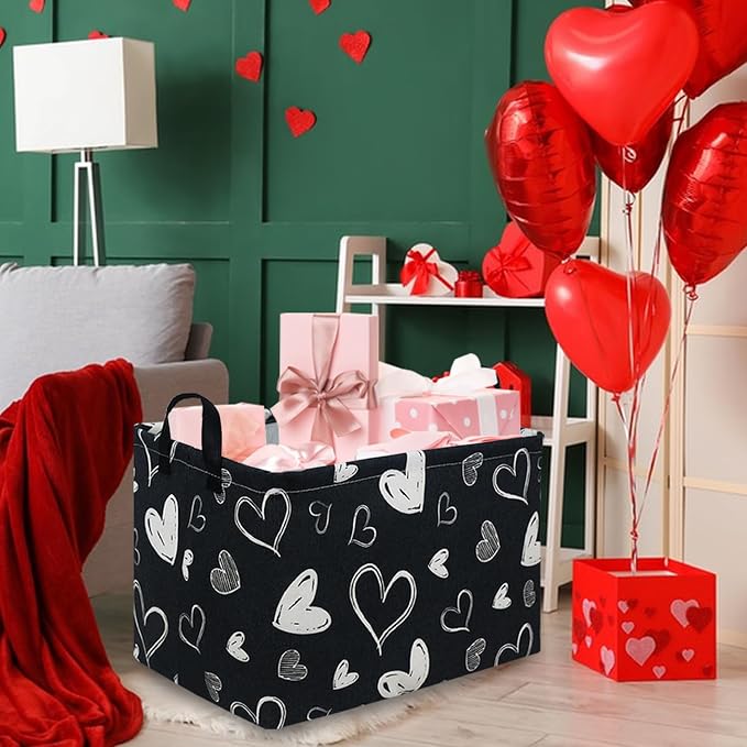 Rectangular Black Gift Basket, nursery laundry basket, girls gift basket - Image 5