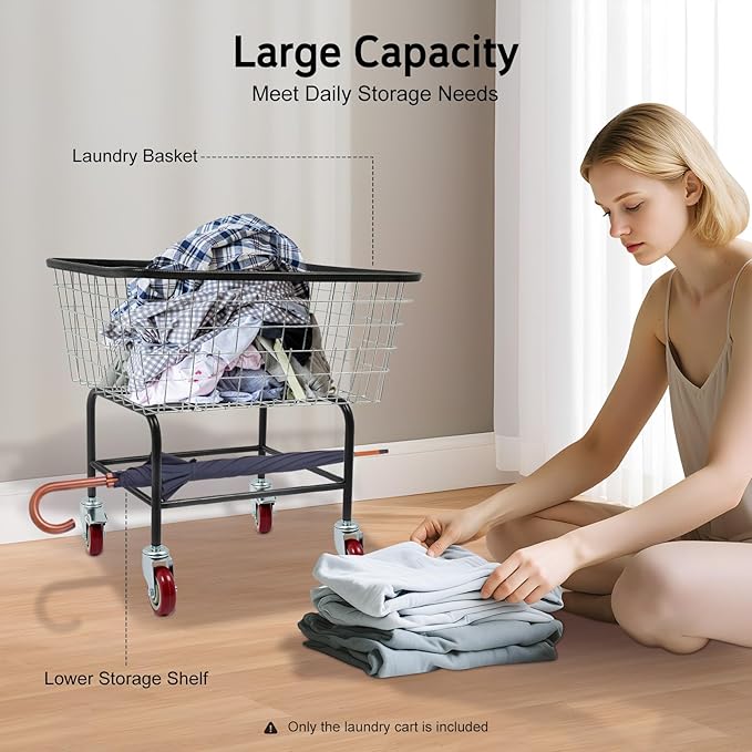 Heavy Duty Wire Laundry Cart - Image 4