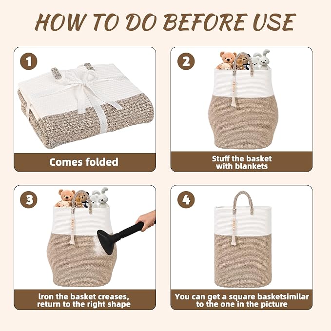 65L Woven Laundry Basket for Clothes, Large Rectangle Laundry Hampers - Image 9