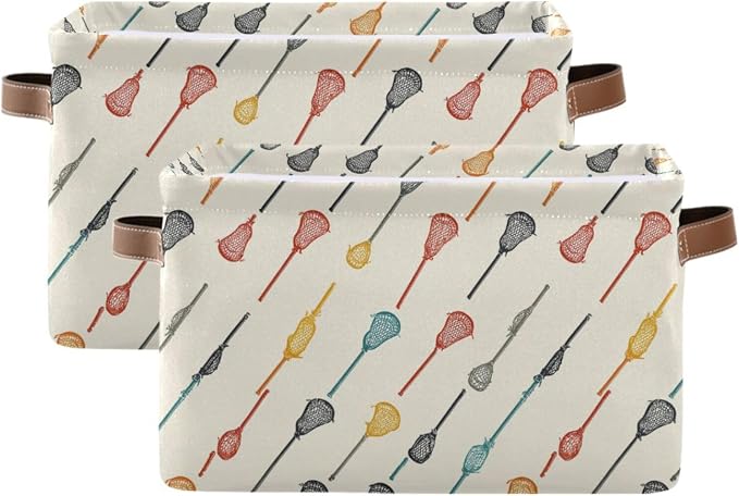 Pfrewn Storage Basket Bins Foldable Color Lacrosse Sticks Laundry Hamper Box - Image 2