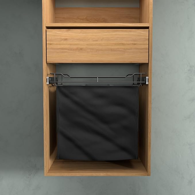 Classic 24" Full Extension Pullout Laundry Hamper in Matt Black - Image 2