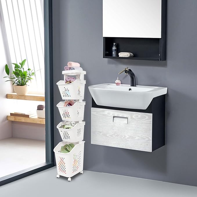 Tiered Laundry Storage Organizer Tiered Laundry Hamper Sorter Bathroom Laundry - Image 4