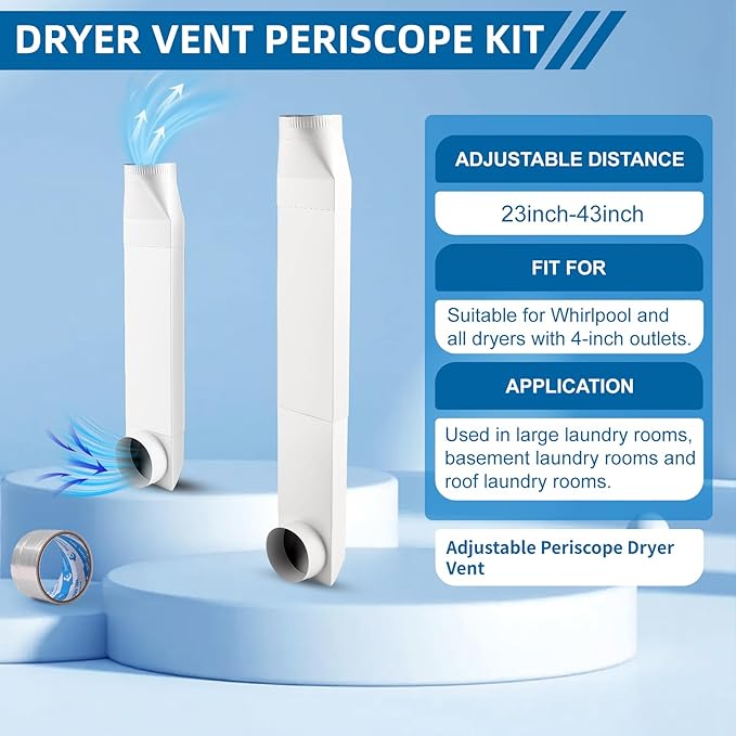 Adjustable Periscope Dryer Vent 23-43", Upgraded 304 Stainless Steel - Image 4