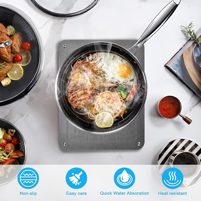 3Pcs Nesting Stone Drying Mat for Kitchen Counter, Quick Drying Stone Dish - Image 6