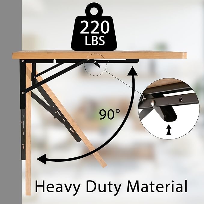 FUIN Wall Mounted Laundry Folding Table, Fold Down Table Wall Mount Desk - Image 4