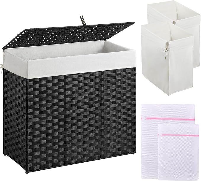 Greenstell Laundry Hamper with Lid, 125L Laundry Basket with 2 Removable Liner by Greenstell