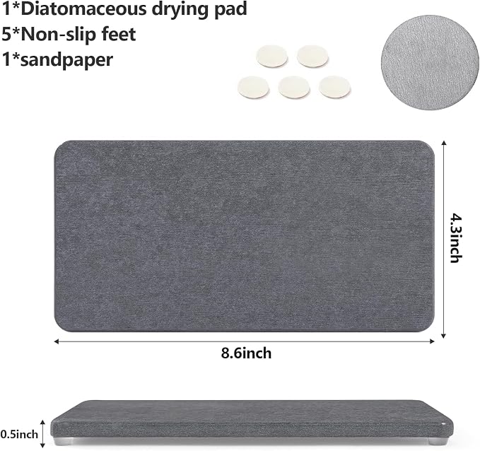 Bathroom Sink Vanity Trays, Water Absorbing Diatomite Drying Stone Soap Tray - Image 6