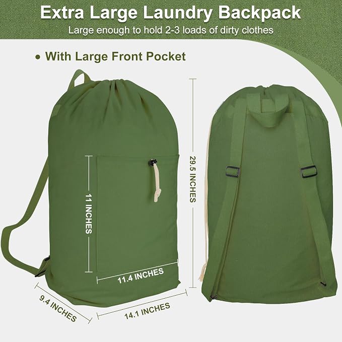Laundry Bag Backpack, Canvas Laundry Bag - Image 2