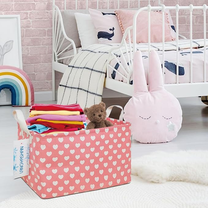 LANGYASHAN Rectangular Storage Bin Collapse Canvas Fabric Cartoon Storage Basket - Image 6