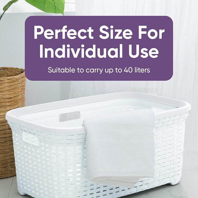 Superio Designed Laundry Basket Plastic 2 Pack Storage Hamper Basket, Wicker - Image 3
