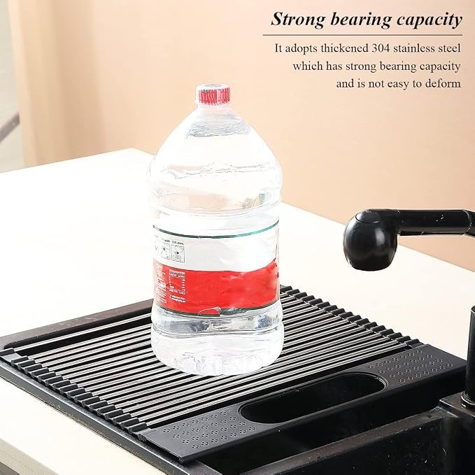 Berglander Dish Drying Rack Over The Sink, L17.5 by W 15" Rollable Stainless - Image 3