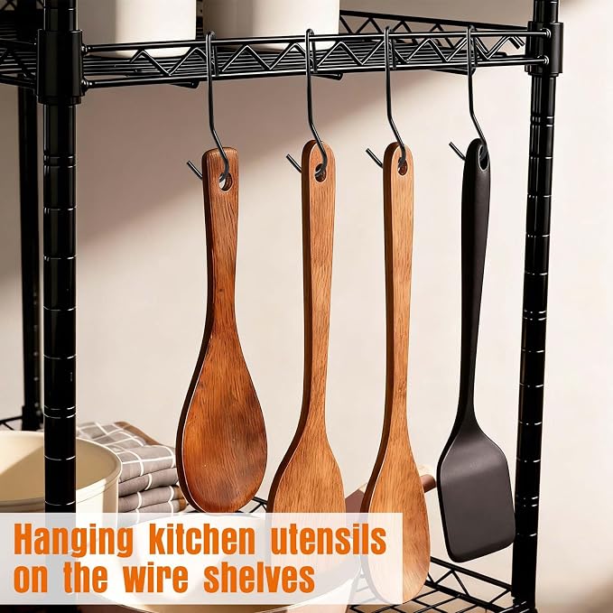 12 Pack 90 Degree Twist Angled Hooks, Heavy Duty Black Pot Rack Hooks Pot - Image 4