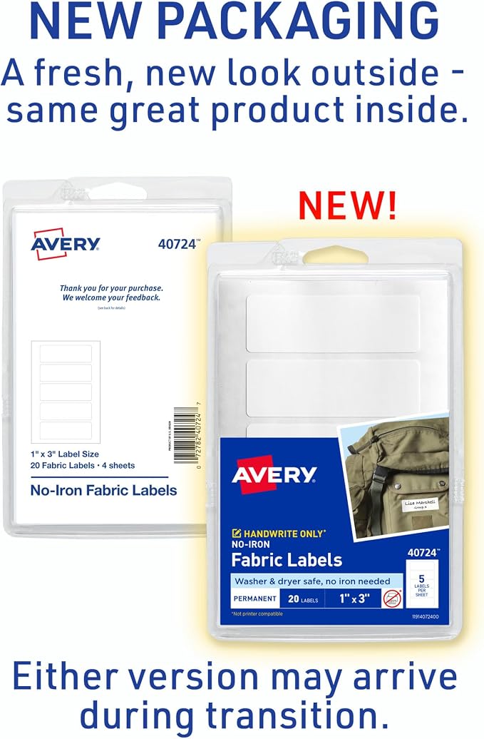 Avery No-Iron Fabric Labels, Washer and Dryer-Safe Waterproof Labels, - Image 2