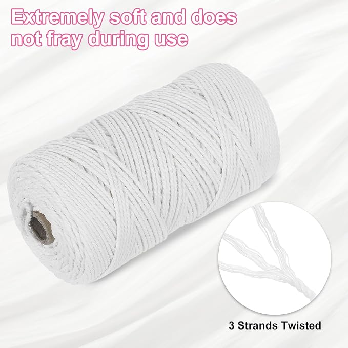 HARFINGTON Natural Macrame Cord 2mm x 220 Yards 3 Strand Twisted Cotton Macrame - Image 3