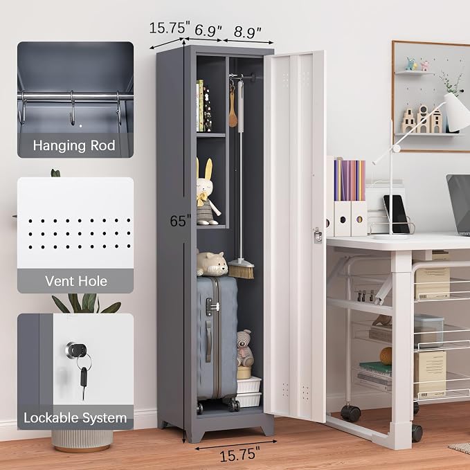 GREATMEET Slim Metal Utility Cleaning Storage Cabinet - Image 3