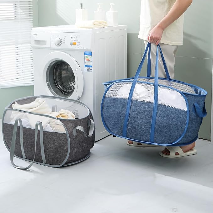Pop-Up Laundry Basket，collapsible Mesh Laundry Hamper– - Image 2