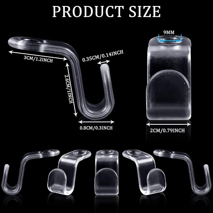 Jetec 48 Pieces Clear Clothes Hanger Connector Hooks Hanger Extender Clips - Image 2