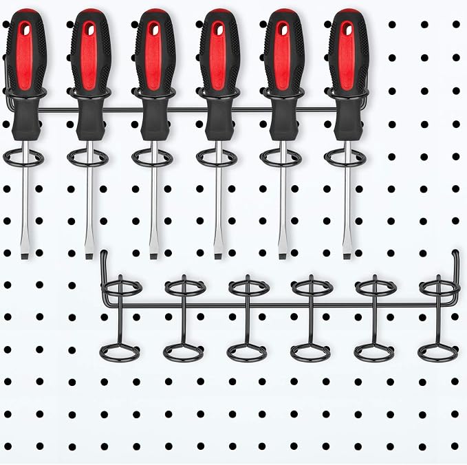 Hotop 2 Pieces Pegboard Screwdriver Holder Peg Board Tool Utility Hooks by HOTOP