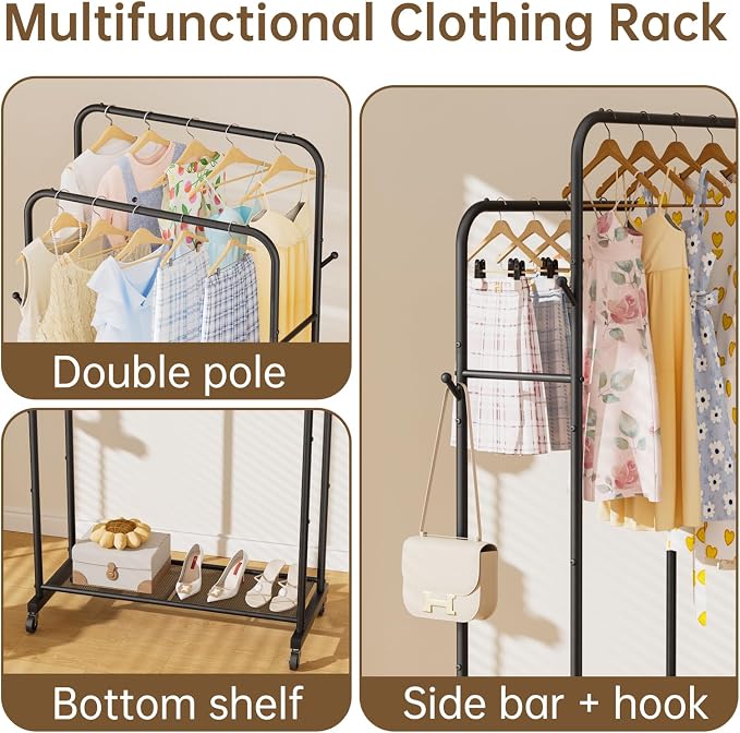 Clothes Garment Coat Rack Drying Clothing Racks Metal Freestanding - Image 3