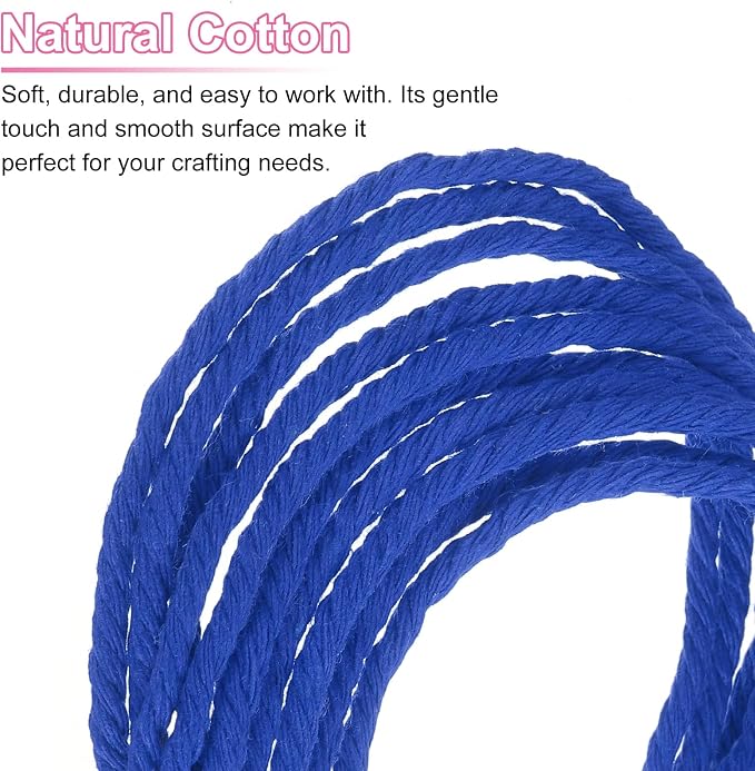 HARFINGTON Natural Macrame Cord 3mm x 328 Yards 4 Strand Twisted Cotton Macrame - Image 4