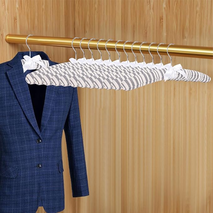 12 Pack Cotton Stripe Padded Hangers by Unknown