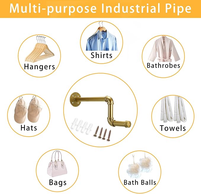 Sumnacon 2 Pcs 15 Inch Industrial Pipe Clothes Bars - Image 6