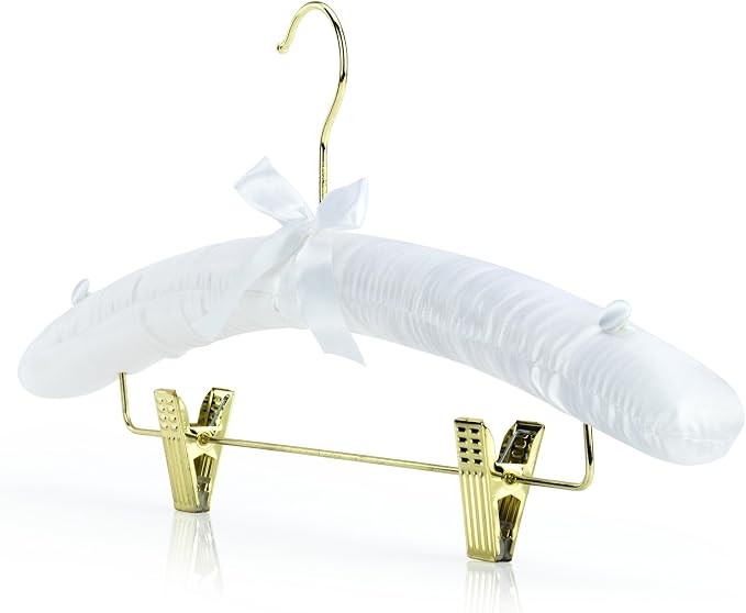 HANGERWORLD Pack of 5 White Satin Padded Hangers - Image 3