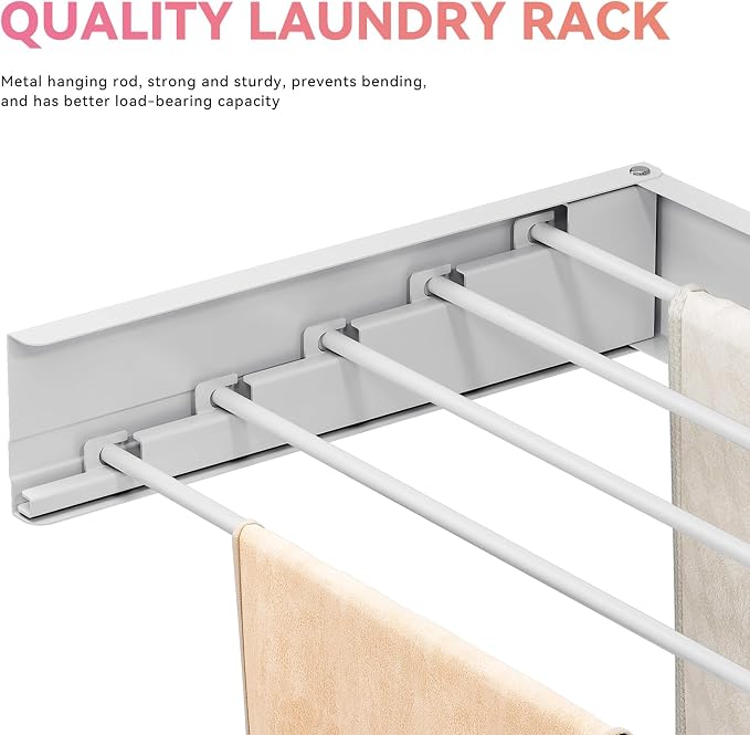APEXCHASER Wall Mounted Clothes Drying Rack, Towel Racks - Image 6