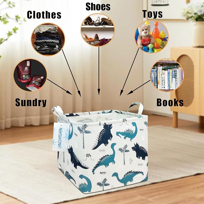 LANGYASHAN Square Storage Baskets Waterproof Canvas Children Laundry Nursery - Image 3