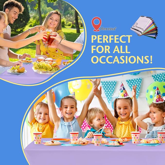 8-Count Lavender Disposable Plastic Tablecloths Rectangle 54x108 Inch - Image 7