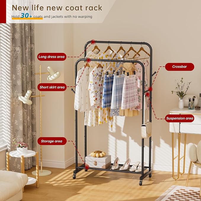 Clothes Garment Coat Rack Drying Clothing Racks Metal Freestanding - Image 6