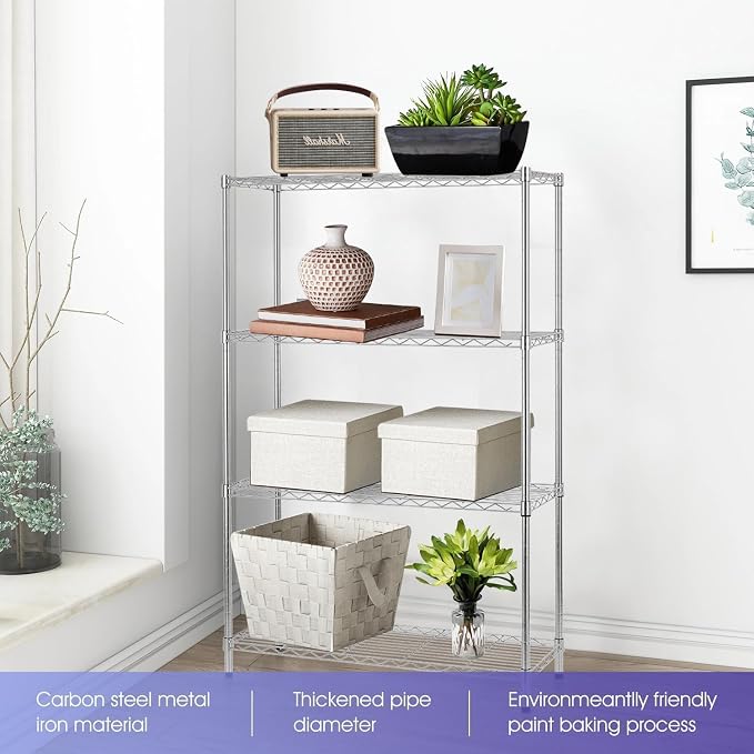 Meet perfect 4-Tier Heavy Duty Wire Shelving Unit, 1000 lbs Total Capacity - Image 4