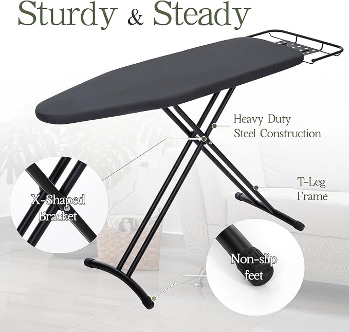 Heavy Duty Full Size Ironing Board 48"x15", BlissBoard Foldable Iron Board - Image 5