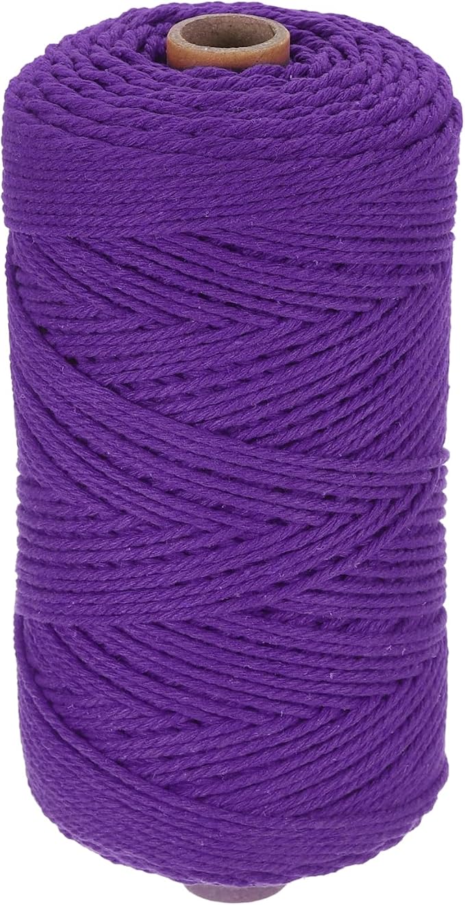 HARFINGTON Natural Macrame Cord 2mm x 220 Yards 3 Strand Twisted Cotton Macrame by HARFINGTON