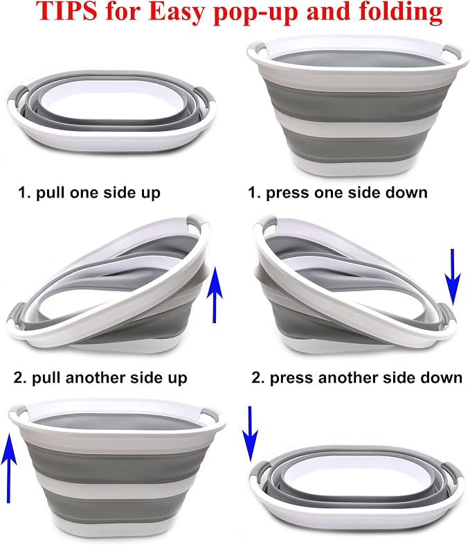 SAMMART 34L Collapsible Plastic Laundry Basket-Oval Tub/Basket-Foldable Storage - Image 6