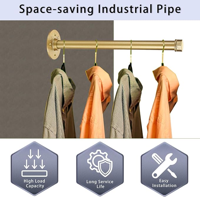 Sumnacon 2 Pcs 14 Inch Industrial Pipe Clothes Bar - Image 5