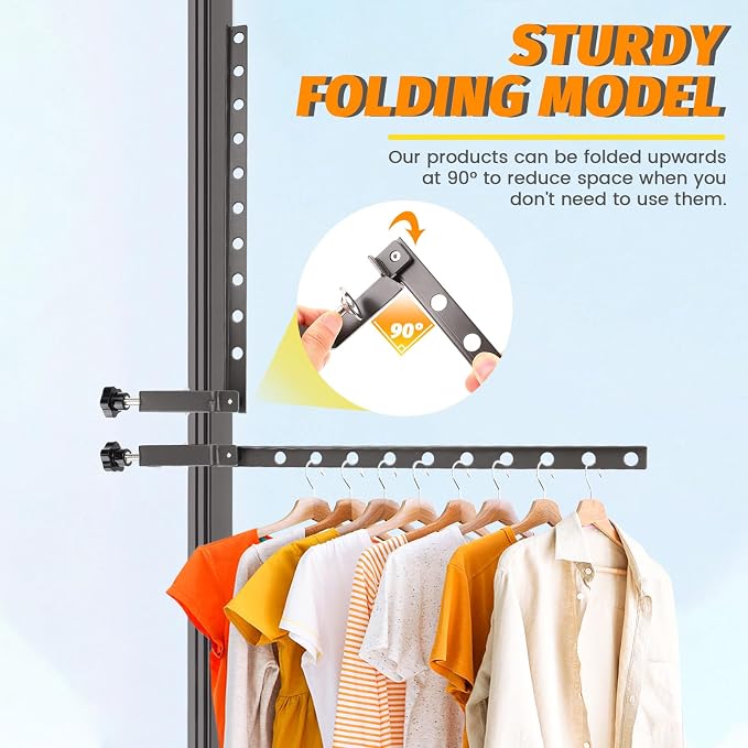 Clamp-on Clothes Drying Rack, No-Drill Foldable Laundry Drying Rack Clothing - Image 5