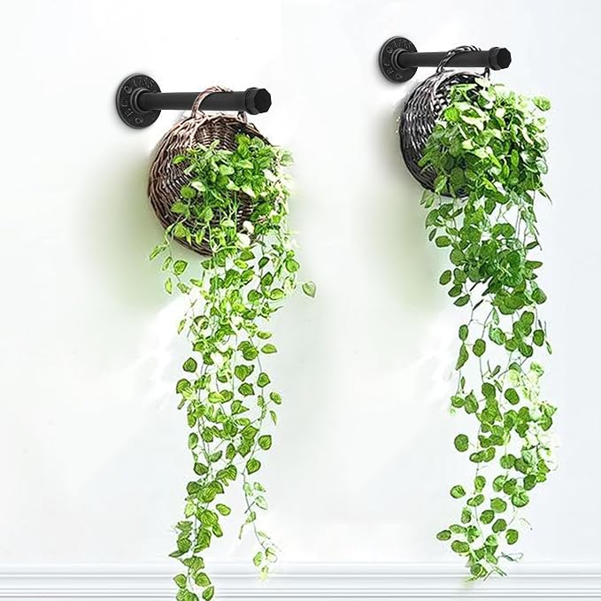 2 Pcs 8 Inch Industrial Pipe Clothes Rack DIY Wall Mounted, Heavy Duty Rustic - Image 6