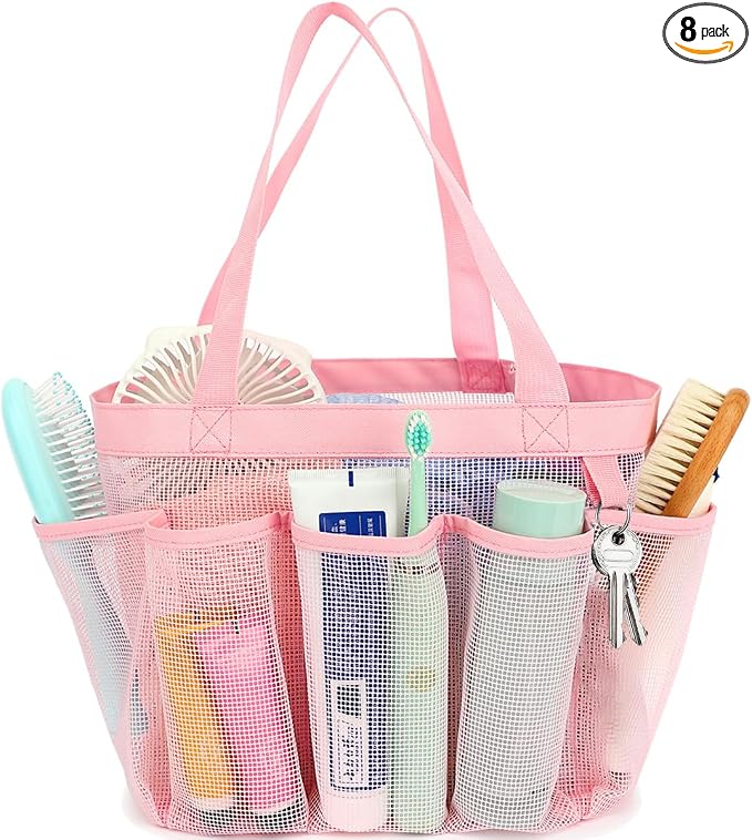 Mesh Shower Caddy Portable for College Dorm Room Essentials, 8-Pocket Large by Fammart