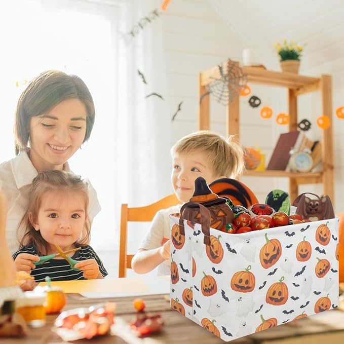 Rectangular Halloween Basket, Halloween ghost storage basket Collapsible toy - Image 4
