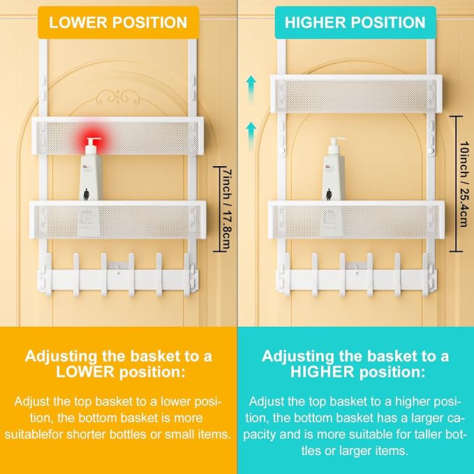 LUCYCAZ Adjustable Over The Door Hooks Organizer, Hanger Storage - Image 3