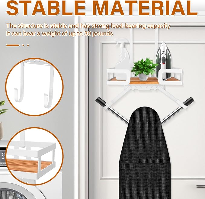 Ironing Board Holder Wall Mount, T and V Shape Ironing Board Hanger Multi Use - Image 5