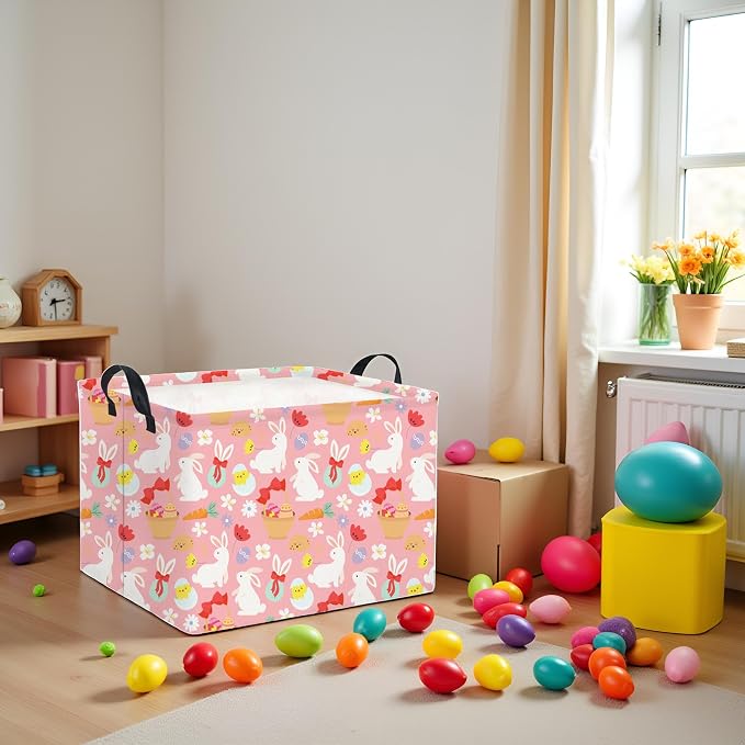 HIYAGON Rectangular Easter Basket Baby Girl Basket Fabric Storage Bin Organizer - Image 6