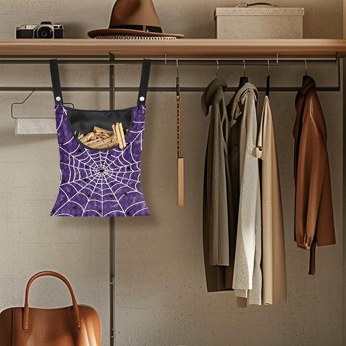 Purple Cobweb Pin Collector Bag Reusable Clothespin Storage Organizer Wall - Image 4
