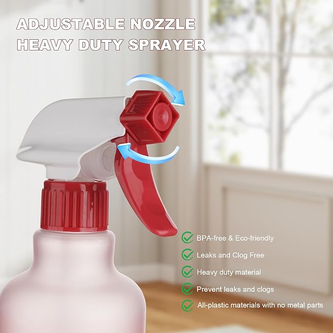 Plastic Spray Bottles 12oz 2 Pack Adjustable Mist/Stream Spraying Heavy Duty - Image 3