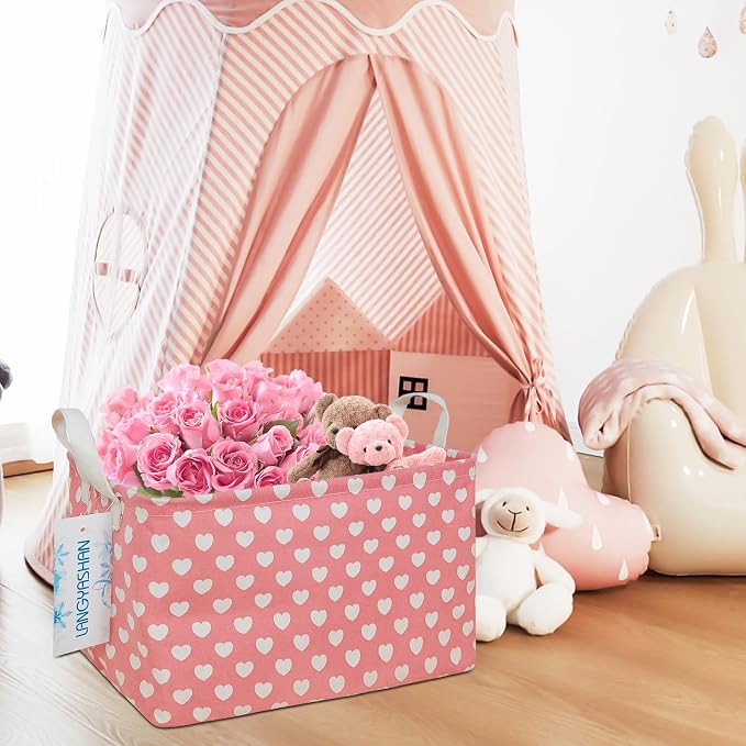 LANGYASHAN Rectangular Storage Bin Collapse Canvas Fabric Cartoon Storage Basket - Image 5