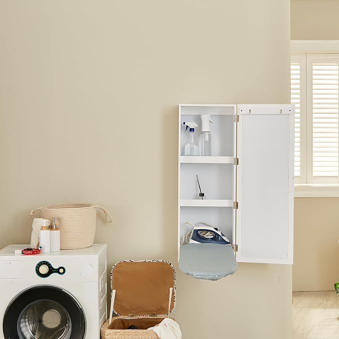 Wall Mounted Ironing Board Cabinet, Built in Foldable Ironing Board Closet - Image 7