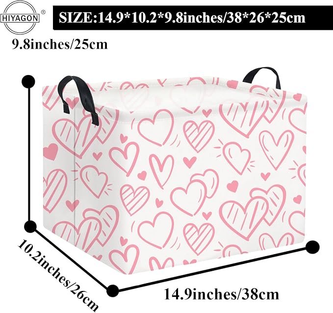 HIYAGON Rectangular Pink Basket Kids Baby Storage Bin Toy Basket Organizer Box - Image 6