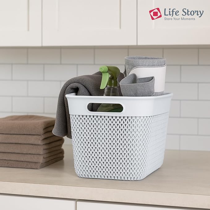 Life Story Large Storage Basket, Decorative Plastic Home Organizer, Lightweight - Image 5